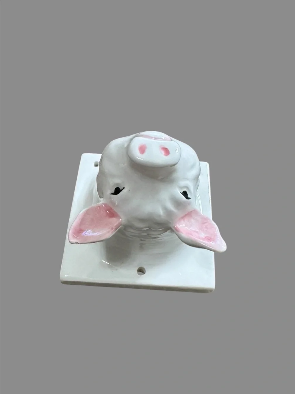 Ceramic Pig and Cow Wall Hooks - White and Pink Home Wall Decor